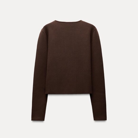 NWT ZARA KNIT WRAP TOP BROWN - Picture 4 of 5